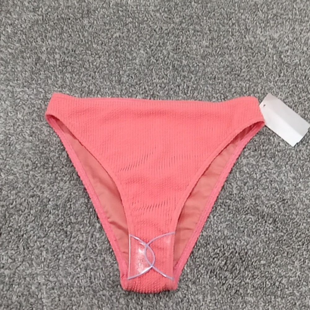 Topshop high waist  bikini with puckered fabric. Color coral size XS NWT